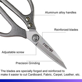 FTECYBO heavy-duty scissors cutting fabric and leather with precision.