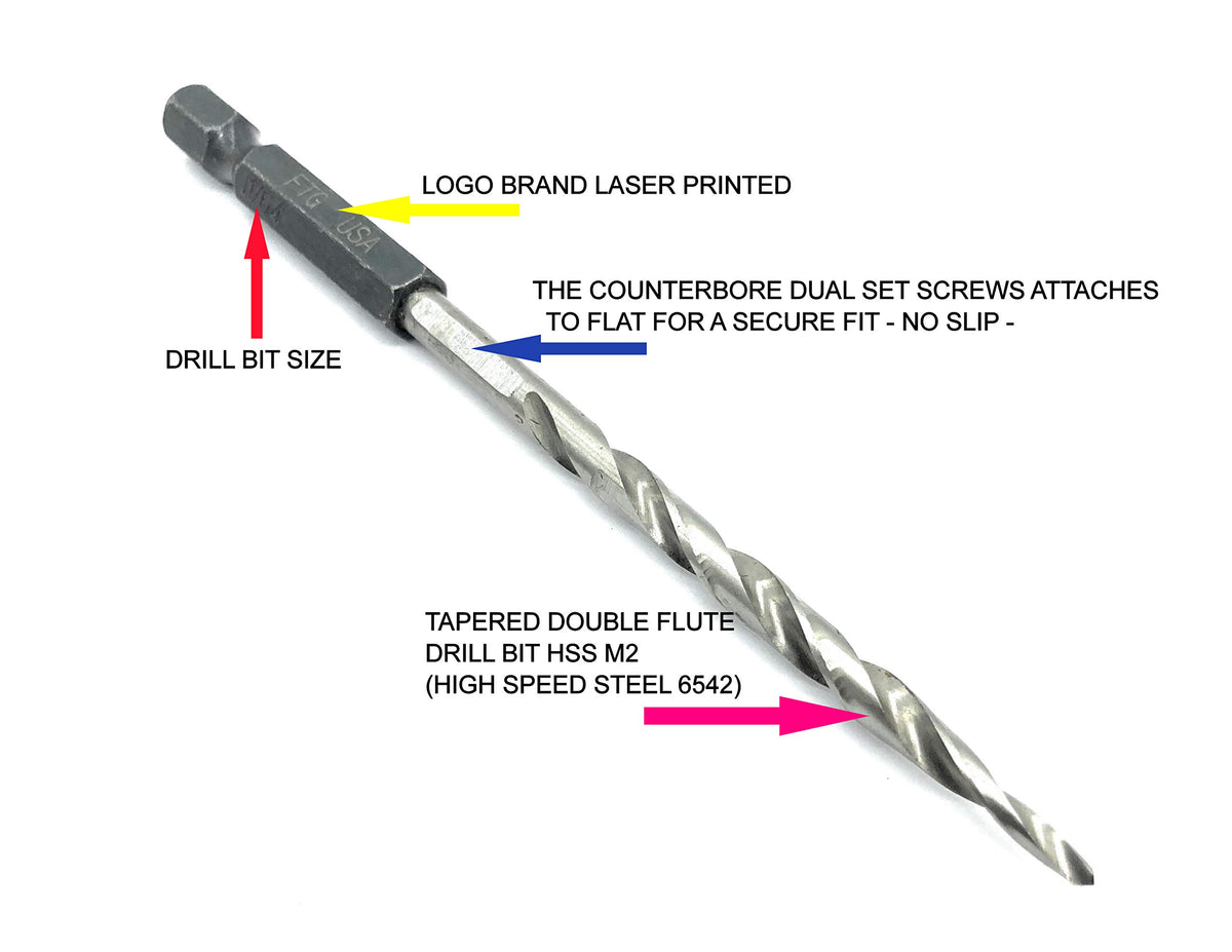 FTG USA 1/4-inch hex shank enables quick bit changes