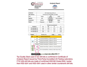 FTG USA pointed-tip tapered countersink bit for fast pilot holes