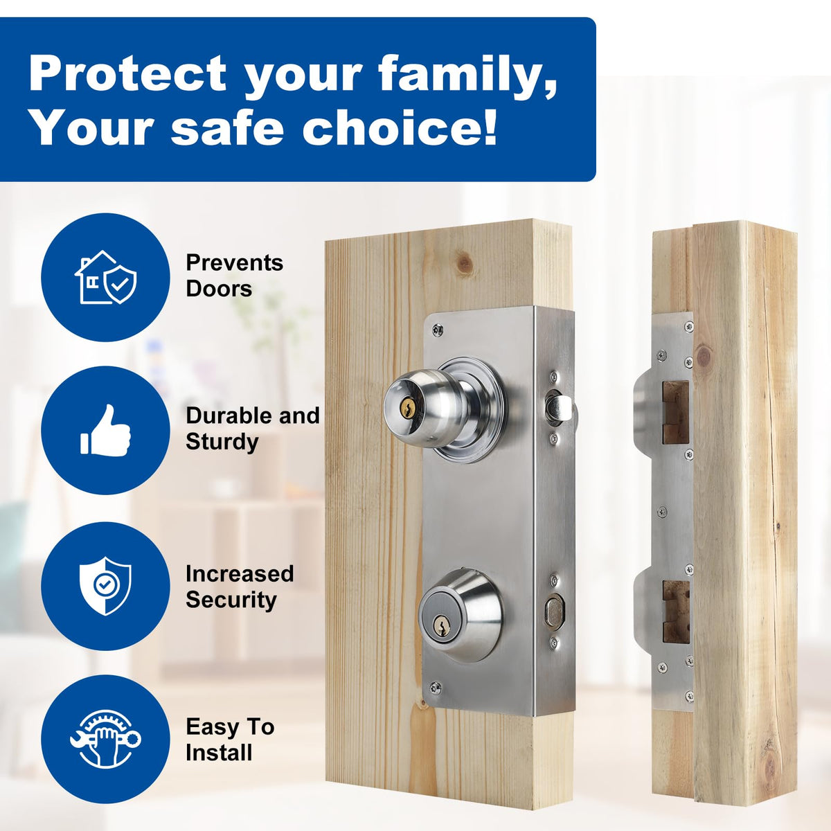Ftykmi 11-inch strike plate cover improves door frame protection