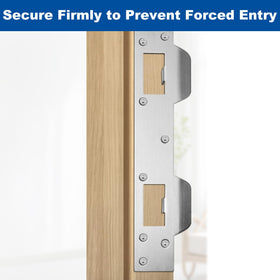 Ftykmi U10385 strike plate with larger opening for damaged jamb coverage