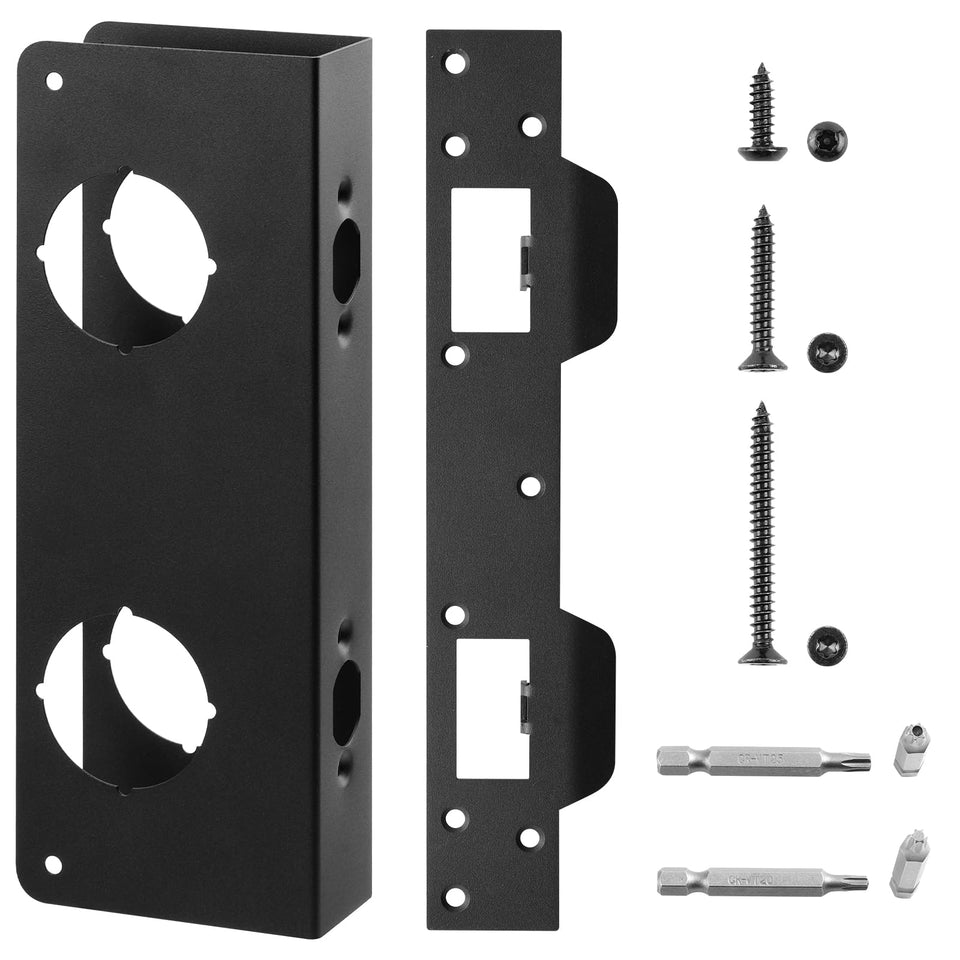 Ftyokmi U-10539 door reinforcement plate on a 1-3/4 inch door boosts perceived security