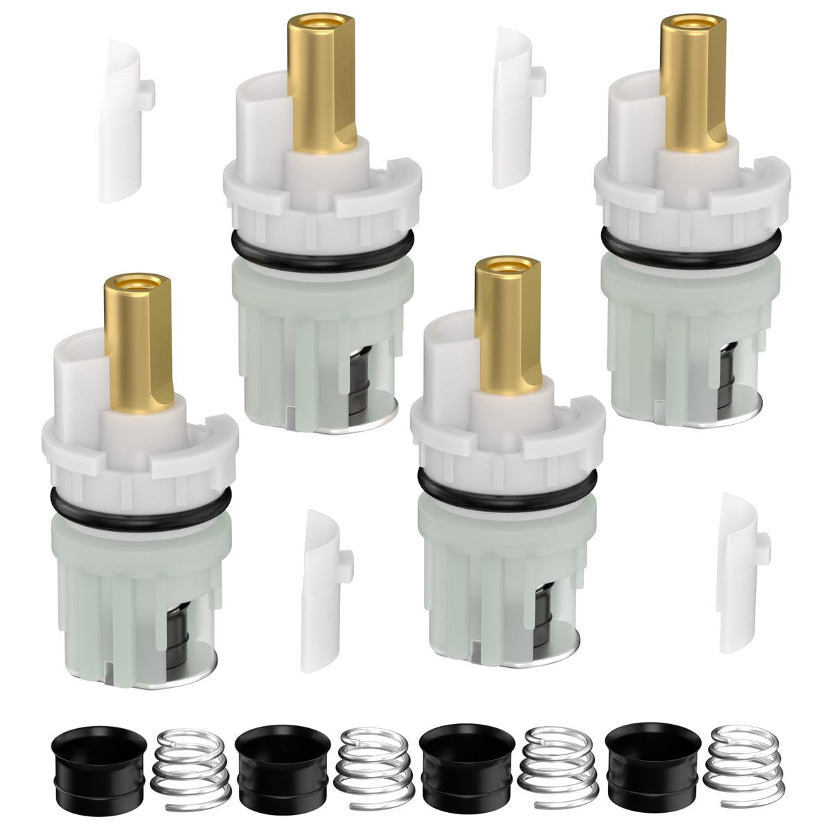 Ftzynqur RP25513 faucet stem assembly close-up, brass core with stainless plate for durability.