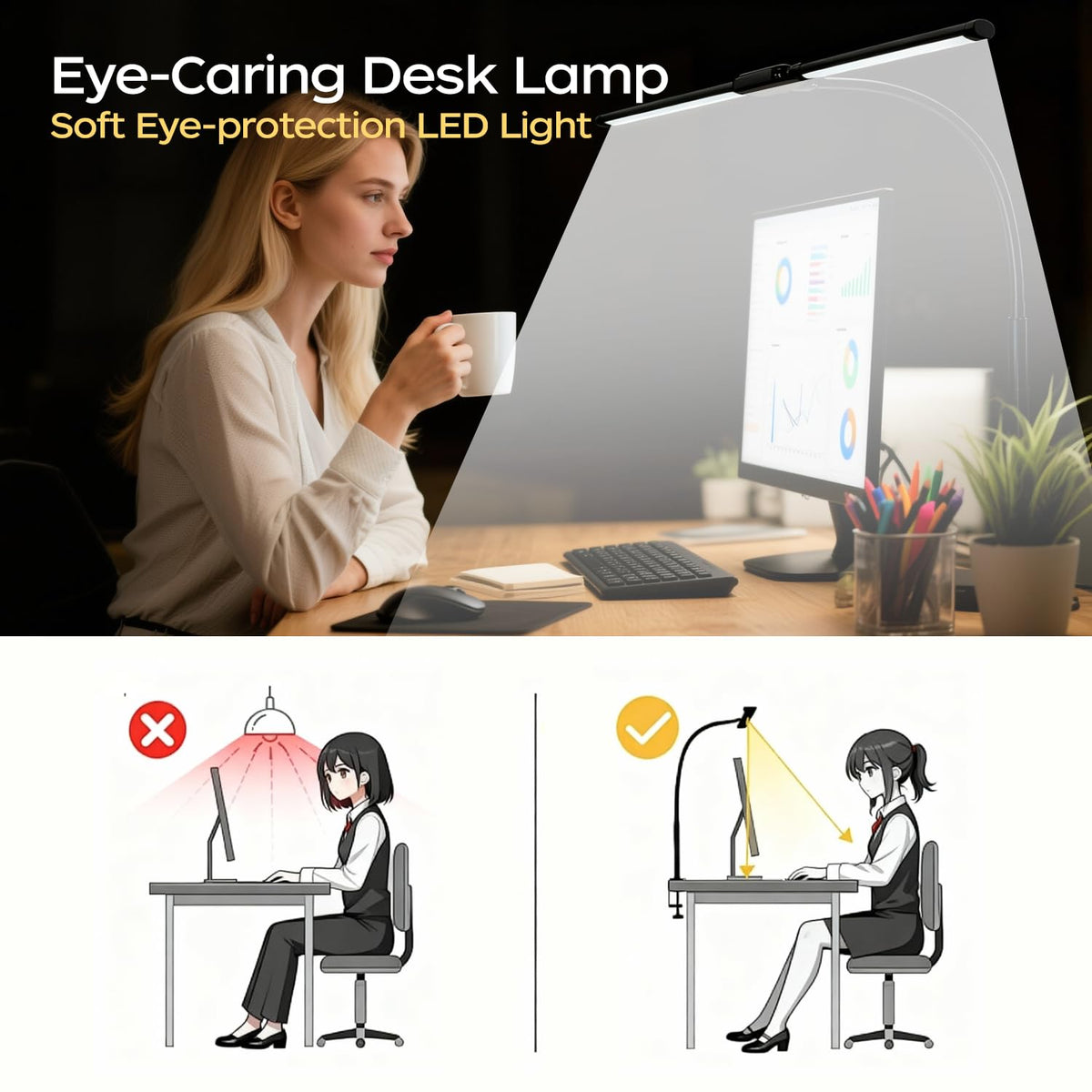 Fuaoddda Desk Lamp remote control enables quick brightness and color changes from desk or couch.