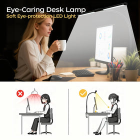 Fuaoddda Desk Lamp remote control enables quick brightness and color changes from desk or couch.