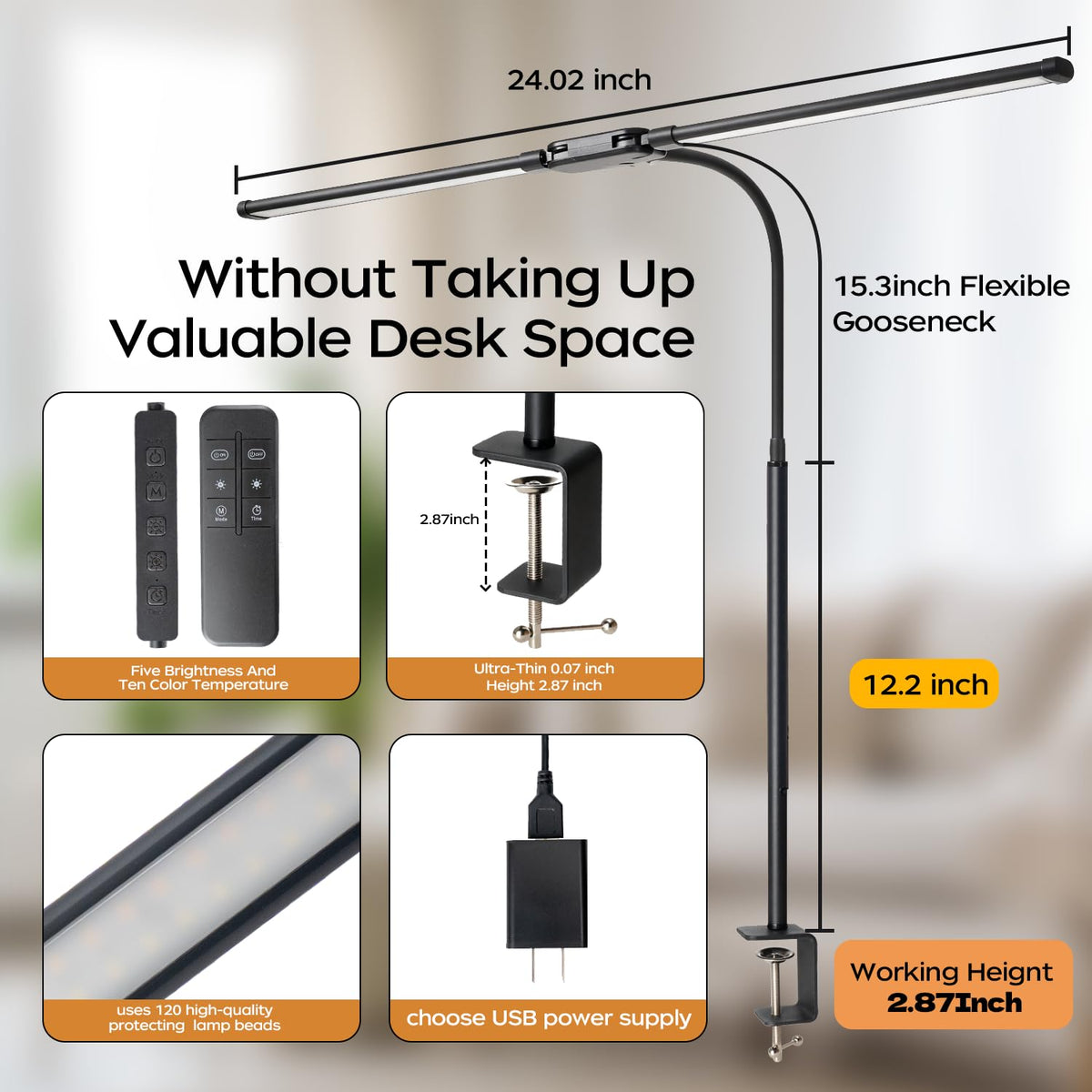 Fuaoddda Home office setup showcasing professional lighting on a spacious desk.