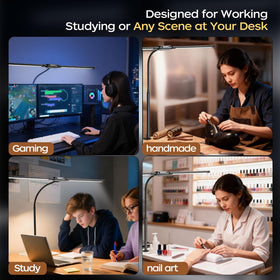 Fuaoddda USB-powered LED desk lamp provides flexible power options for laptops and outlets.