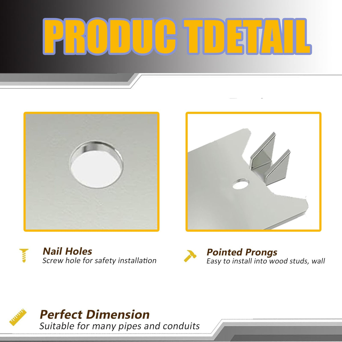 FUBEDY galvanized iron nail plate finish resists corrosion to protect plumbing and wiring.