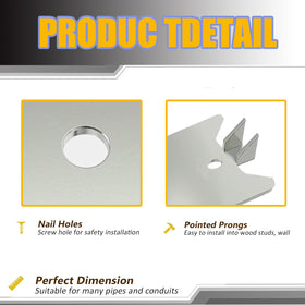 FUBEDY galvanized iron nail plate finish resists corrosion to protect plumbing and wiring.