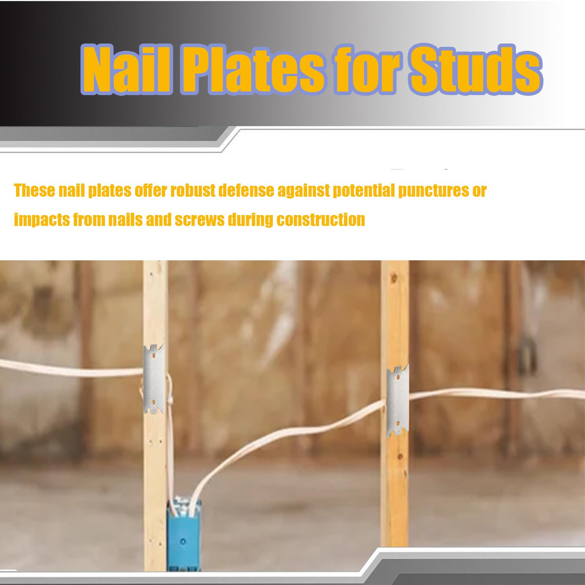 FUBEDY nail plates being installed into a wood stud to shield wires.
