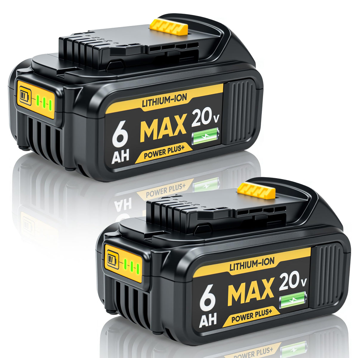 FUBOREOOK 2-pack 6Ah battery for Dewalt 20V Max, longer runtime for tools.