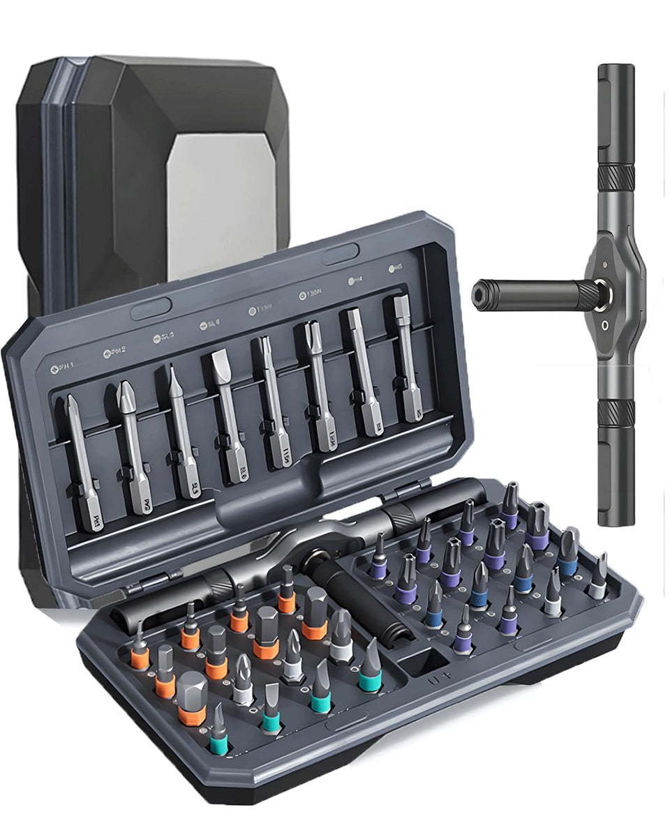 FUDUOA 42-in-1 magnetic screwdriver set in box for easy storage and quick access.
