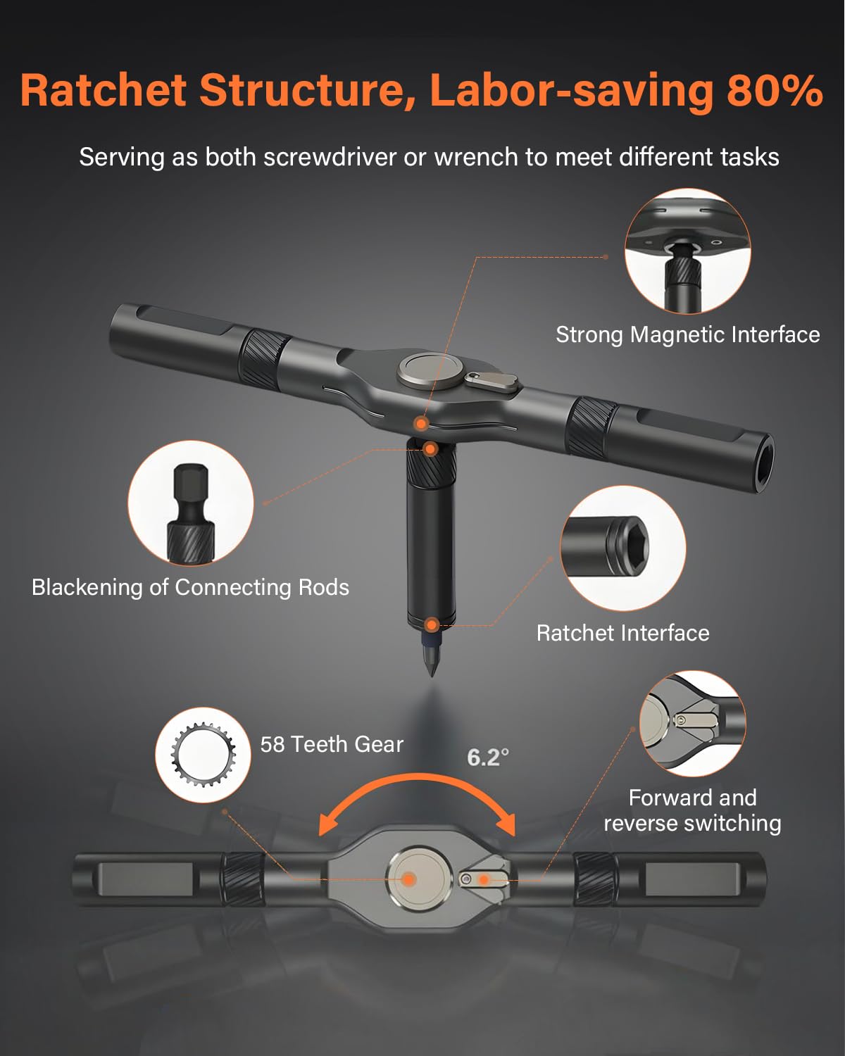 FUDUOA ergonomic ratchet design reduces wrist strain during use.