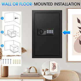Anchoring options for floor, wall, or closet installation of FULCYOVT safe