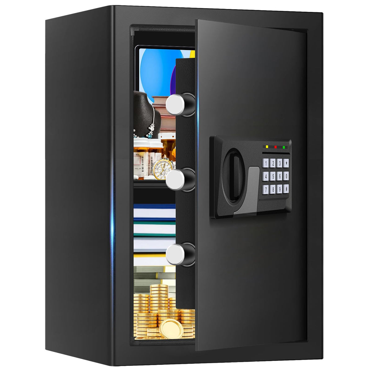 FULCYOVT fireproof safe interior showing spacious storage area for laptops and documents