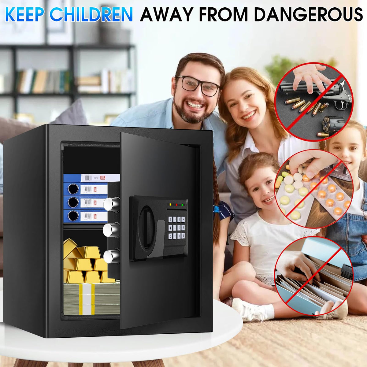 Fulcyovt fireproof safe removable shelf for organized storage