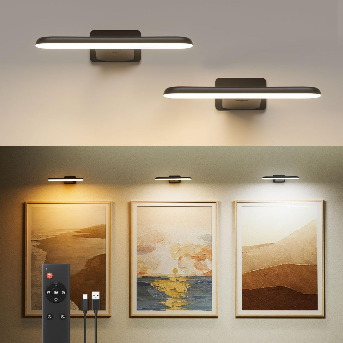 FULEN 2-pack picture light wall-mounted highlighting artwork with true color
