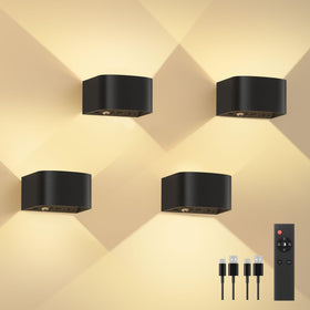 FULEN 4-pack motion sensor wall lamp with remote for automatic night lighting.