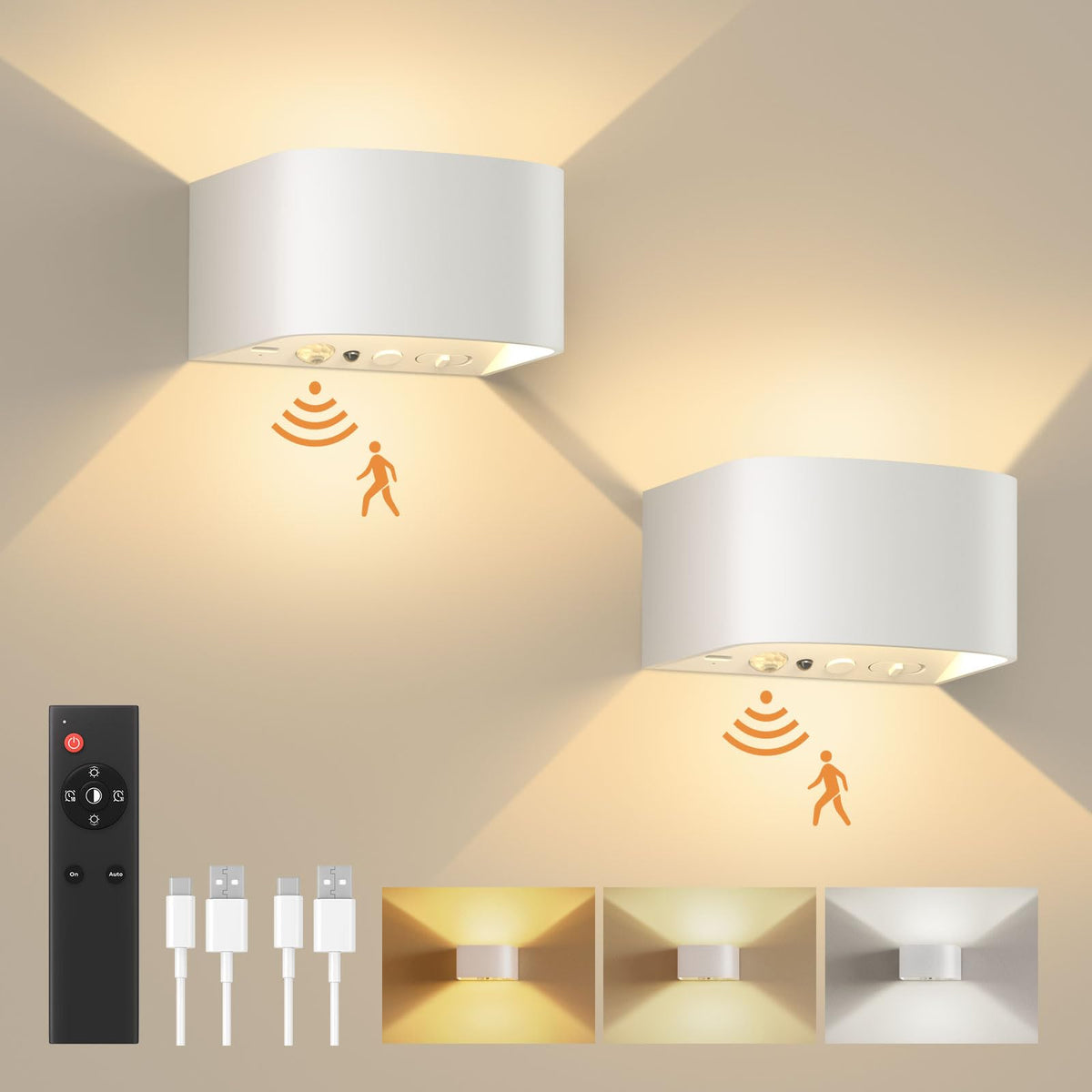 FULEN motion sensor wall light front view with dual up-down illumination for hands-free hallway lighting.
