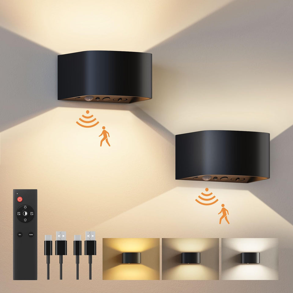 FULEN motion sensor wall light with remote control illuminates doorway areas.
