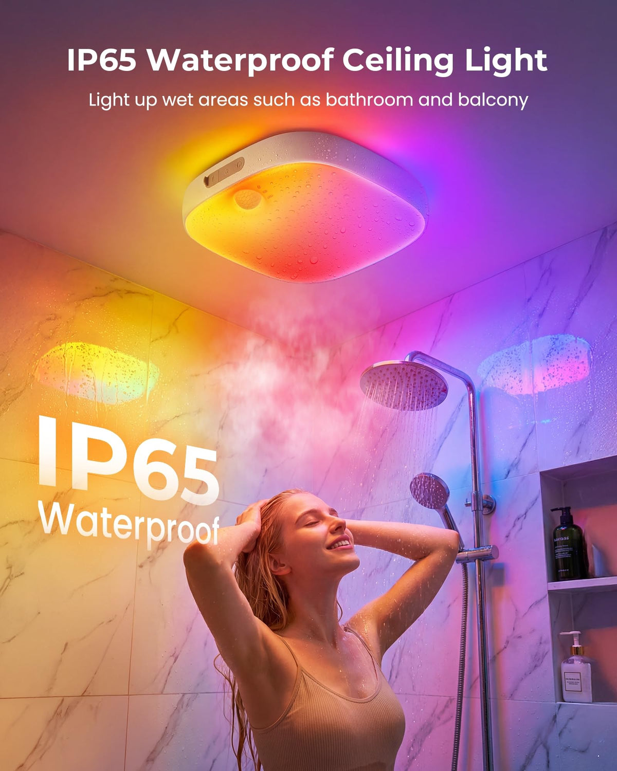 FULEN RGB color shower lamp with customizable ambient lighting