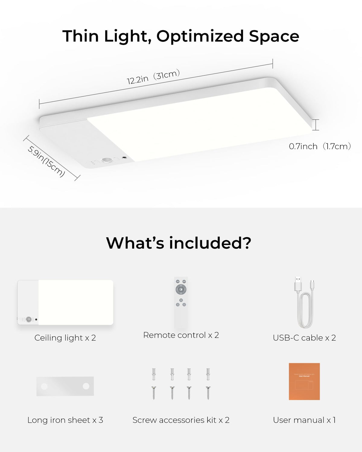Fulen ultra-thin 069-inch ceiling light blends with ceilings