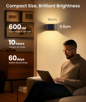 FULEN wall sconce mounted on smooth wall showing wireless installation options.