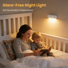 Fuligent wireless under-cabinet light mounted for discreet task lighting.