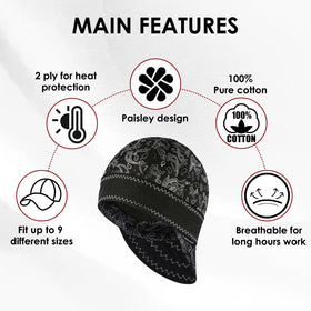 Fullsheild high-crown welding cap designed for a secure, comfortable fit.