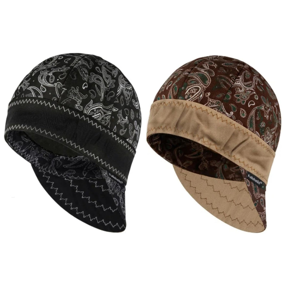 Fullsheild reversible welding cap front view, two-tone design for versatile workwear
