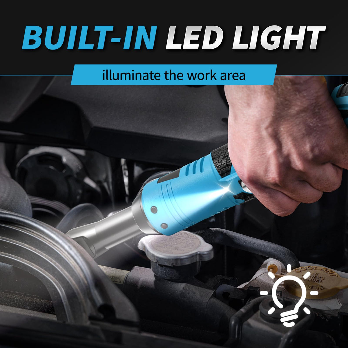 FULLYEA built-in LED light illuminates dark workspaces