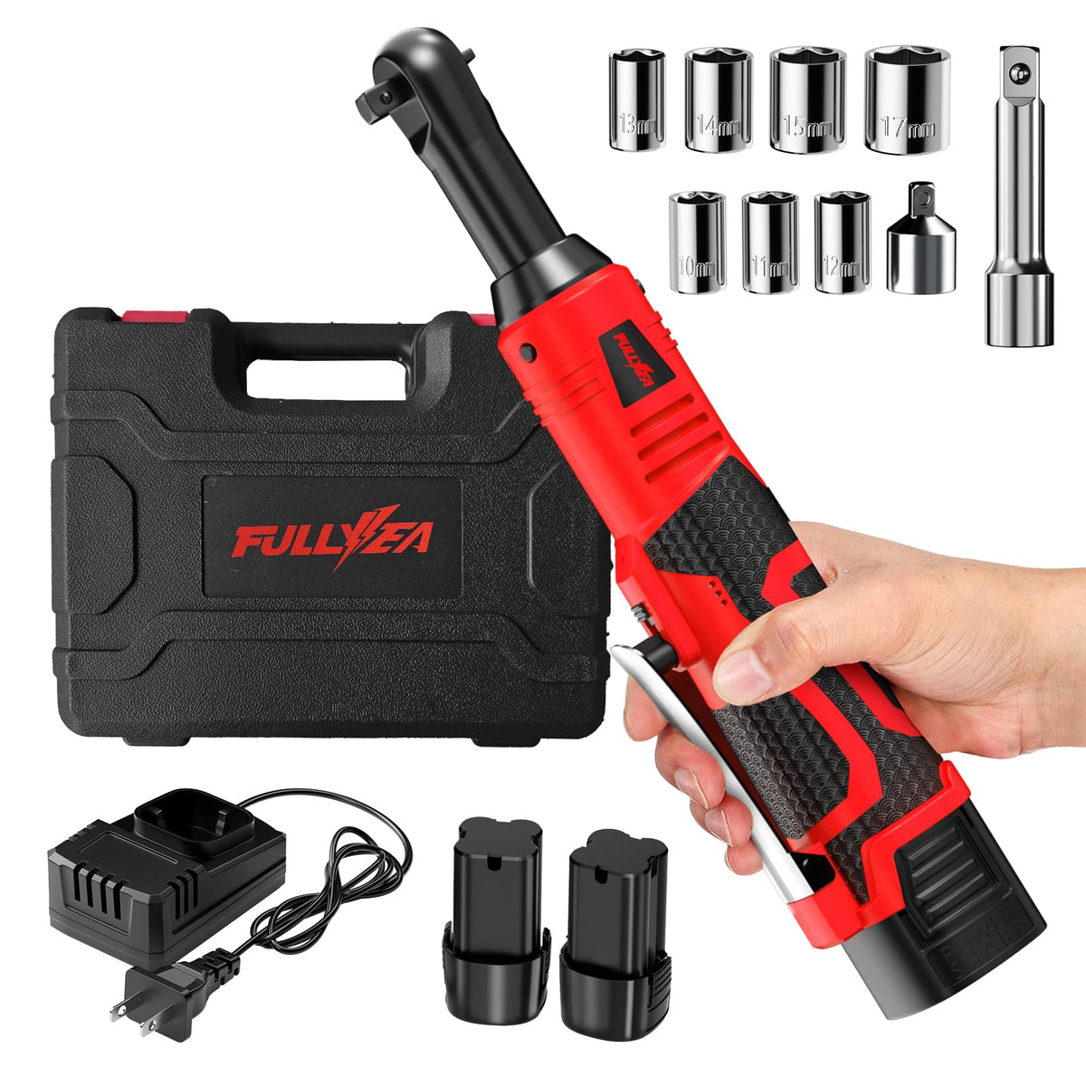 FULLYEA cordless ratchet wrench front view showing compact access