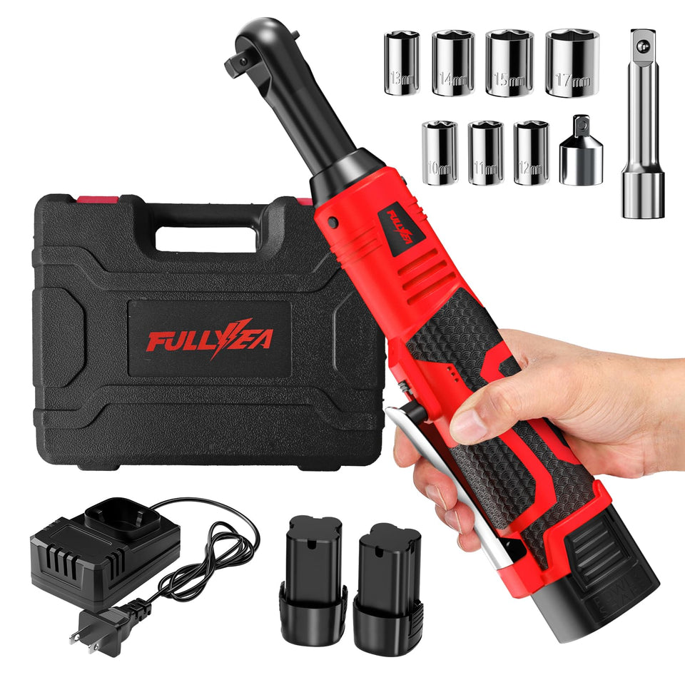 FULLYEA cordless ratchet wrench front view showing compact access