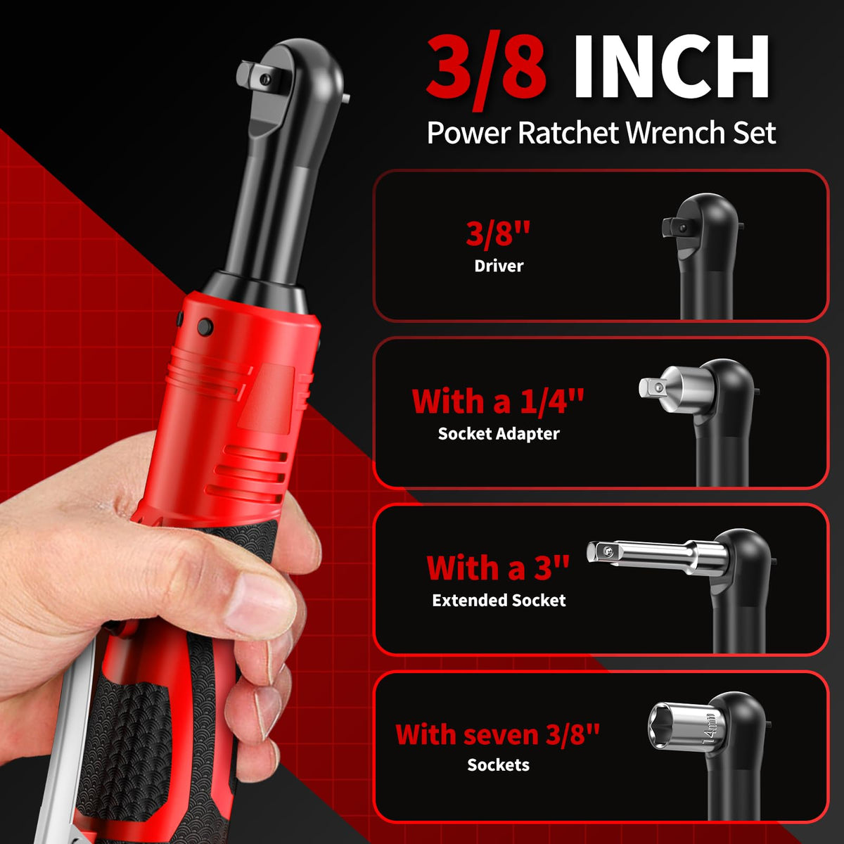 FULLYEA cordless ratchet wrench slim head reaches tight spots