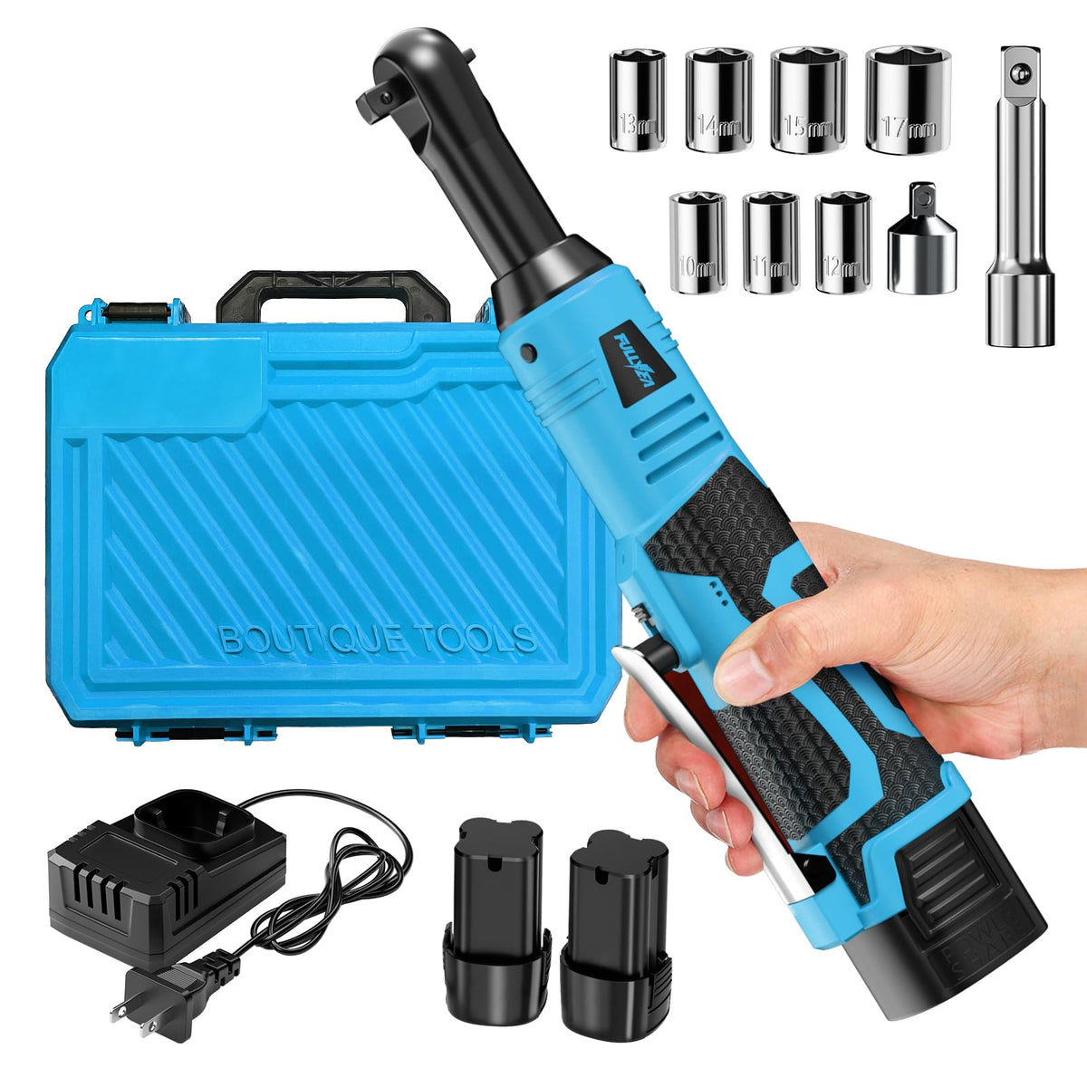 Fullyea cordless ratchet wrench with 16.8V motor for quick loosening and tightening tasks.