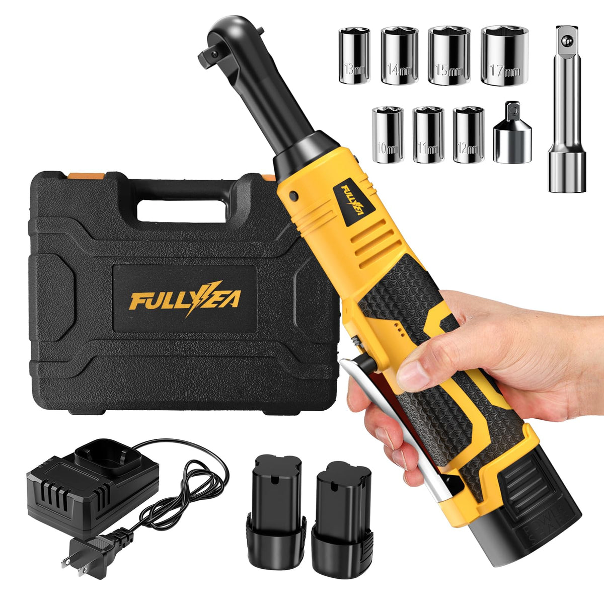 FULLYEA cordless ratchet wrench in compact design for tight spaces and easy handling.