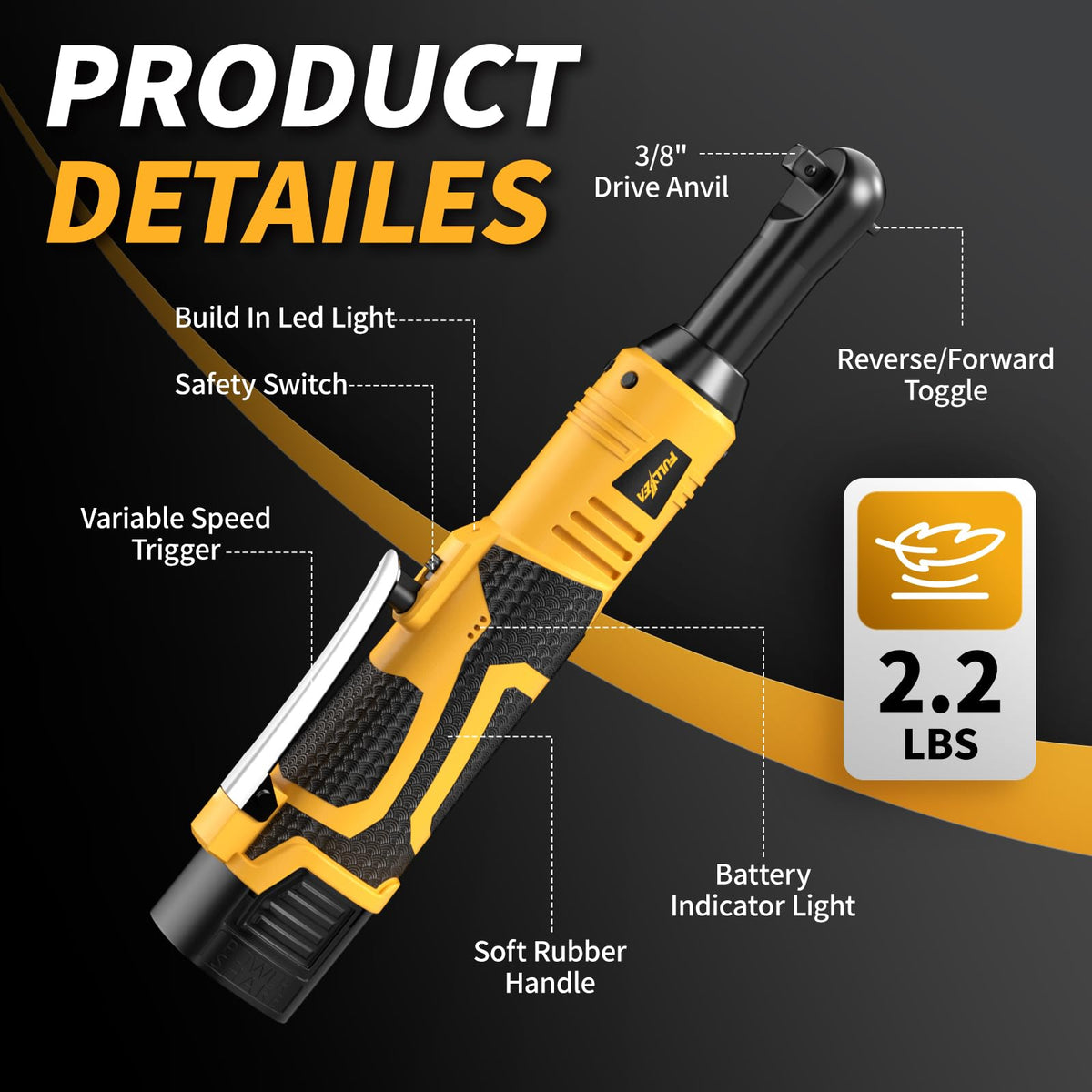 Fullyea ratchet wrench LED light illuminates dim work areas