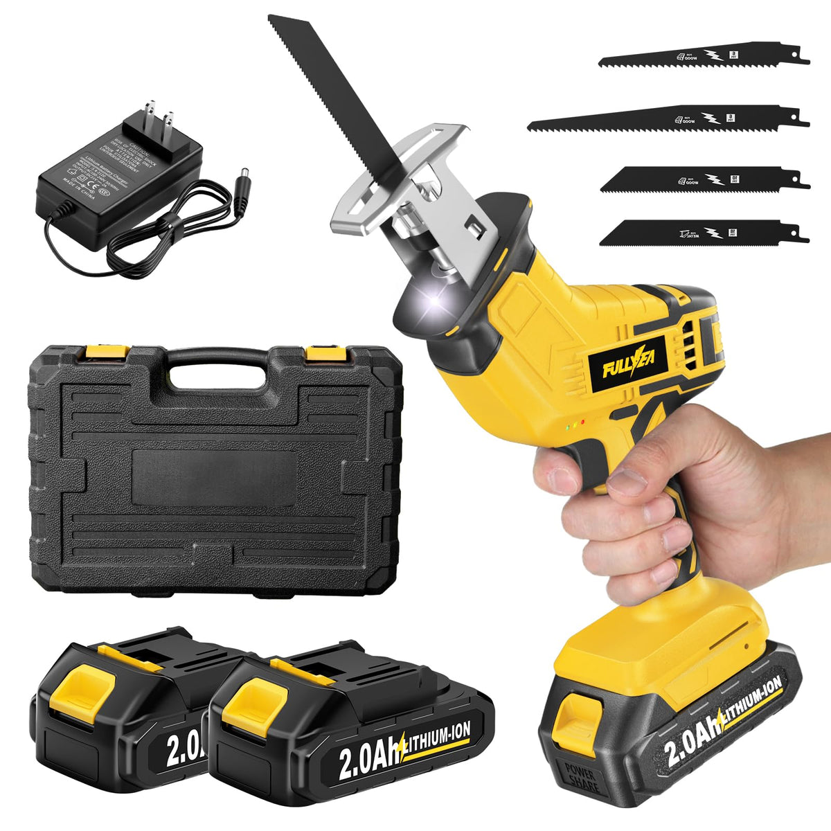 FULLYEA cordless reciprocating saw in use cutting wood quickly for a DIY project