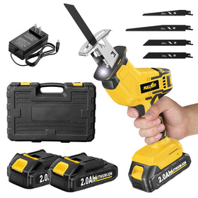 FULLYEA cordless reciprocating saw in use cutting wood quickly for a DIY project