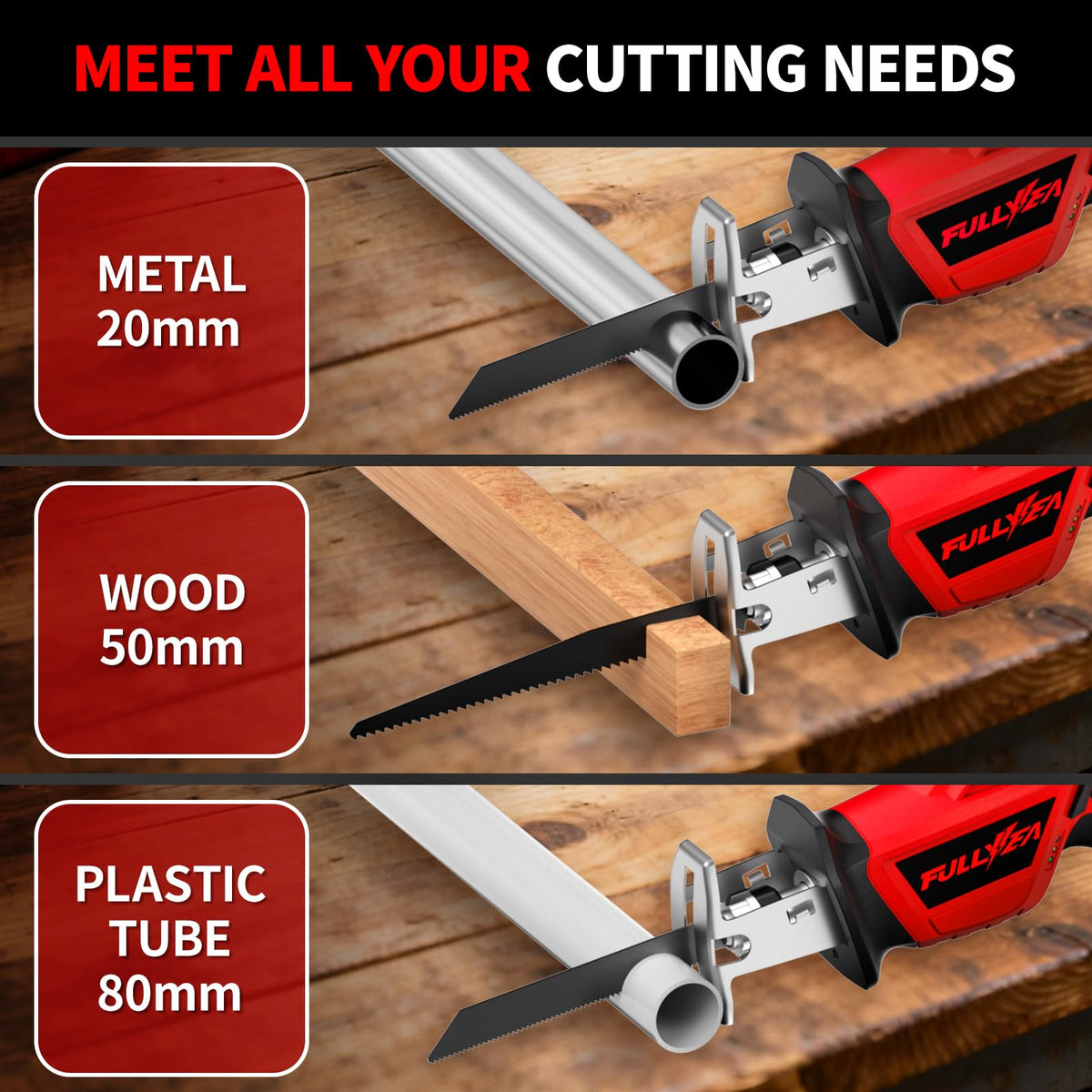 FULLYEA ergonomic, non-slip handle reduces fatigue during long jobs.