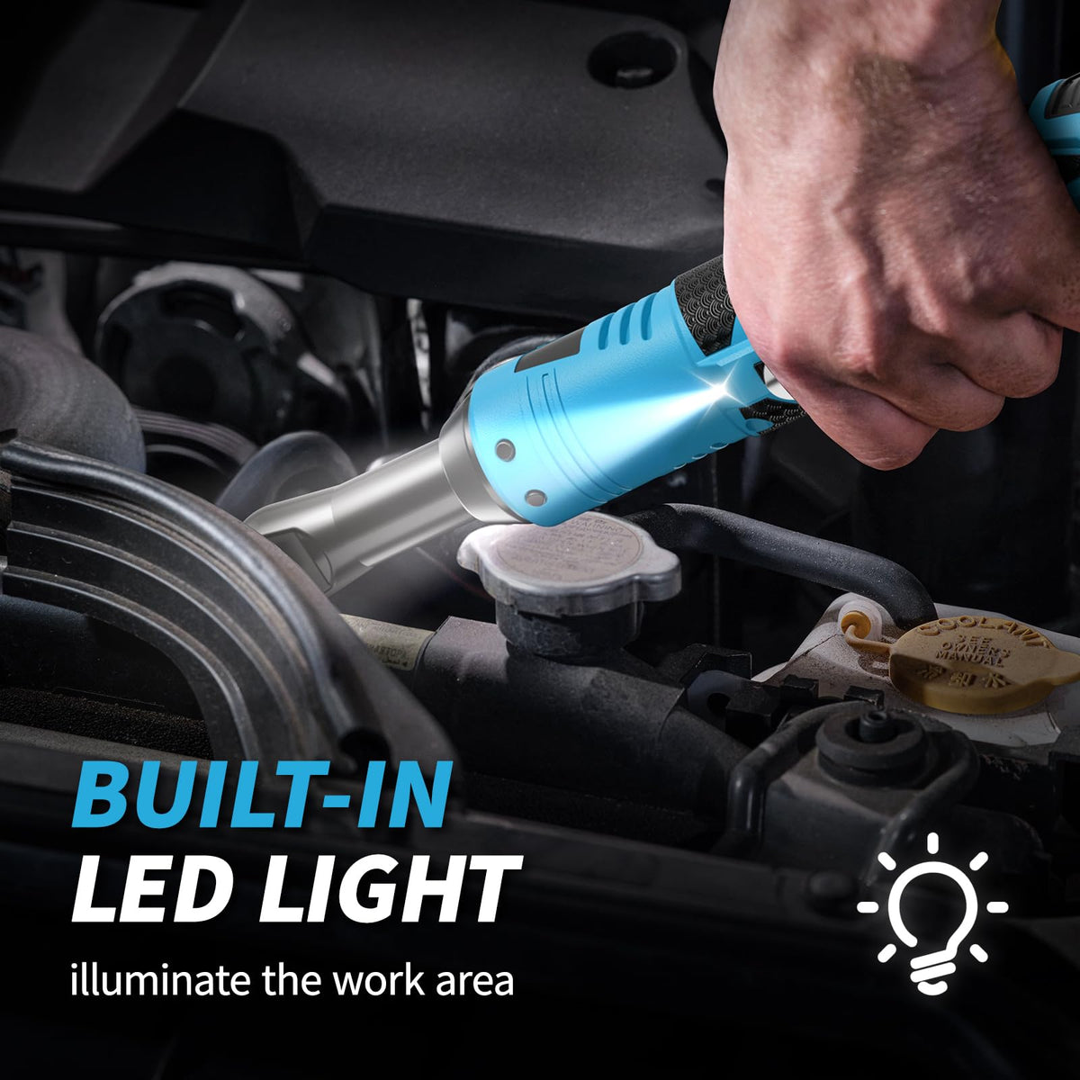 Fullyea ergonomic non-slip grip reduces hand fatigue during use.