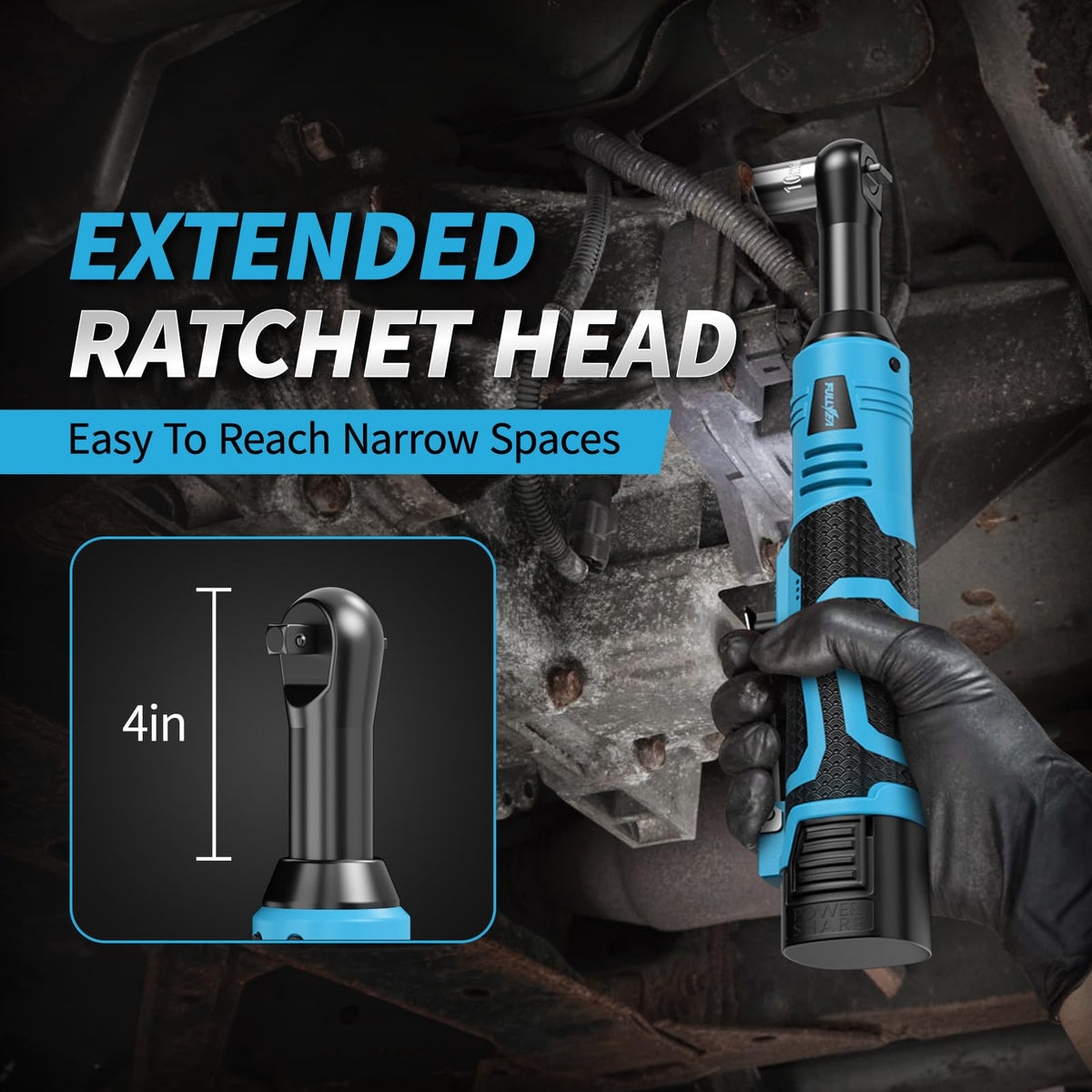 FULLYEA extended 4-inch head reaches tight corners