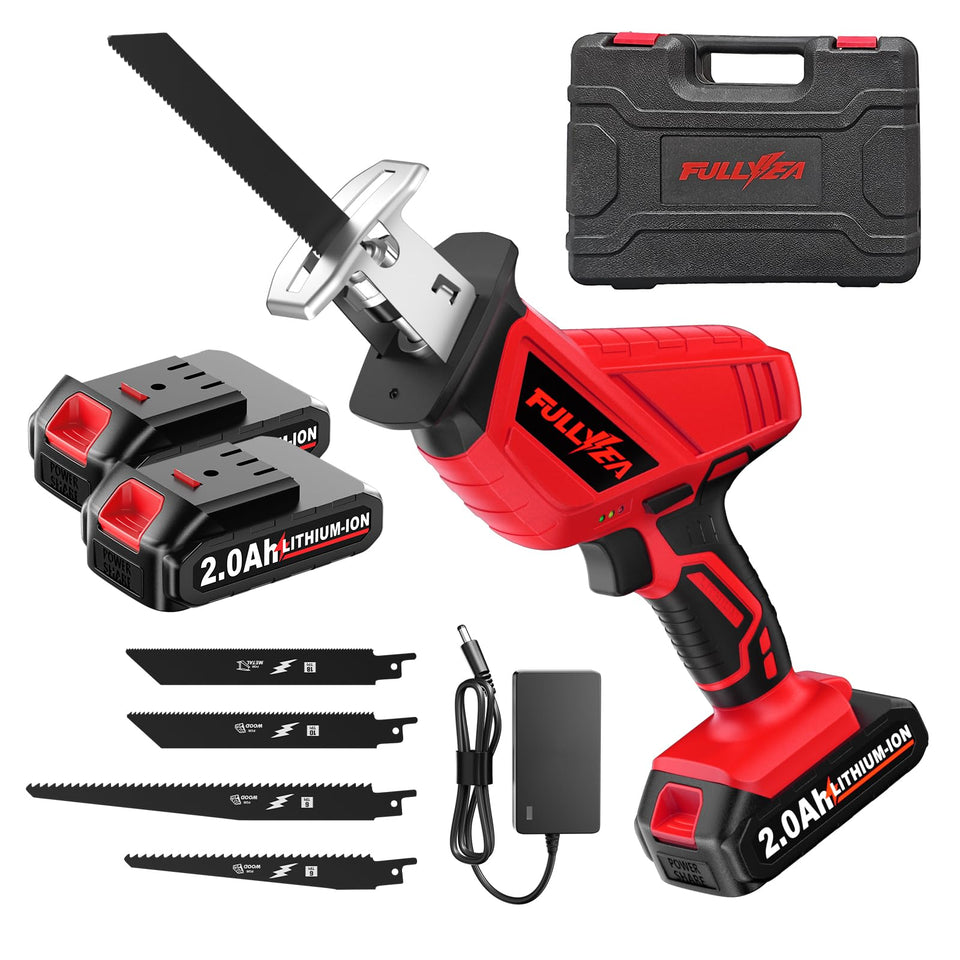 FULLYEA cordless reciprocating saw 3500 SPM for fast cutting across materials.