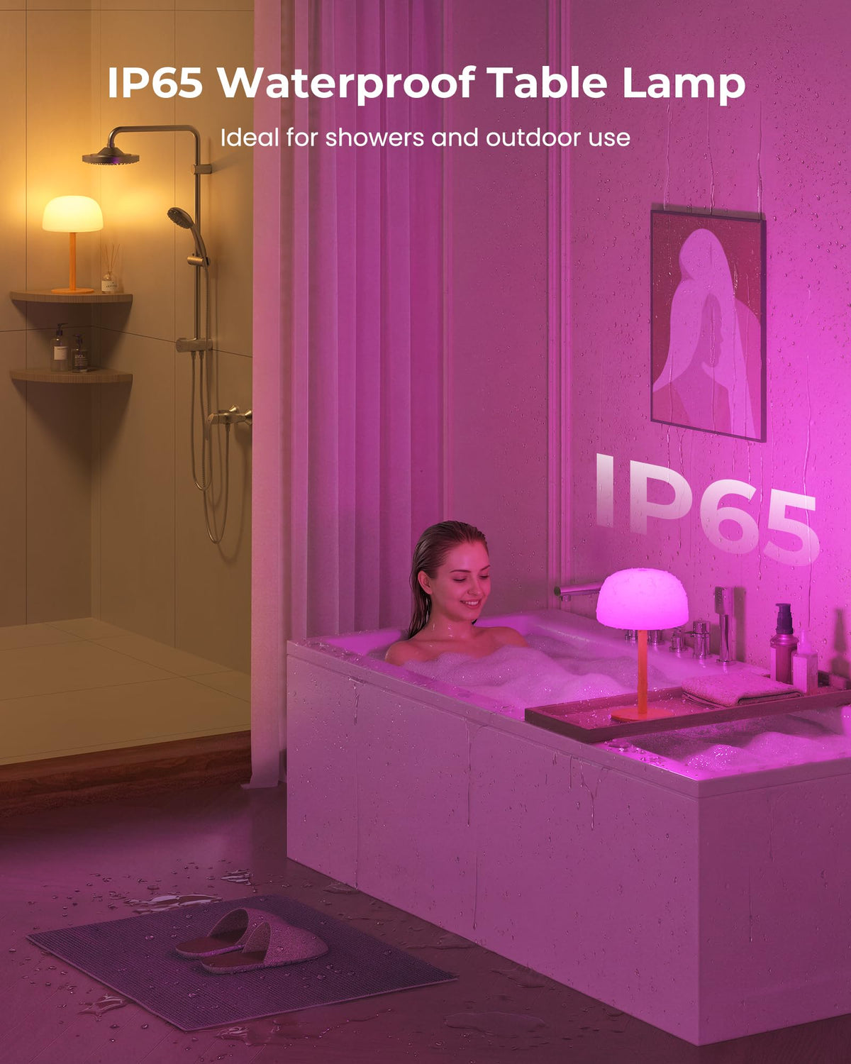 Fulnix 7500mAh battery powers long cordless lighting for showers and emergencies.