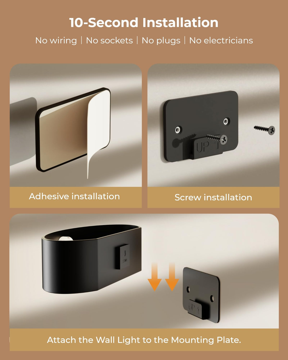 FULNIX Motion Sensor Wall Light Type-C charging cable for quick recharge