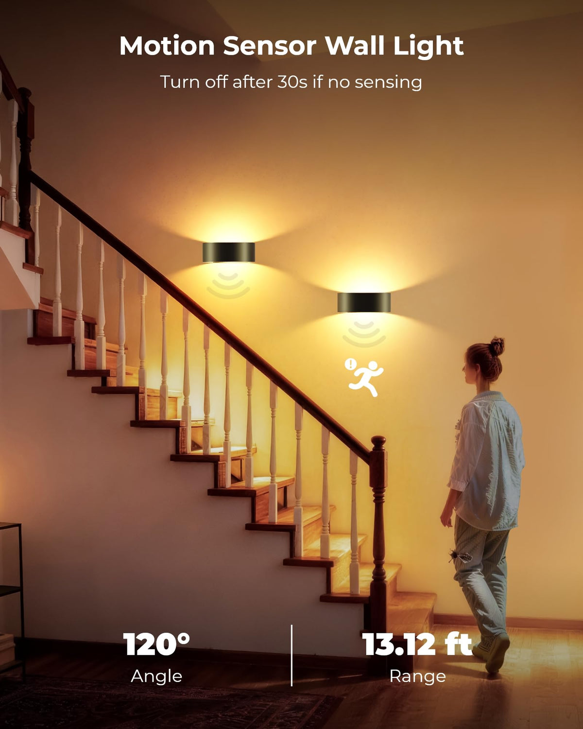 FULNIX Motion Sensor Wall Light white tones offer warm, natural, and cool options