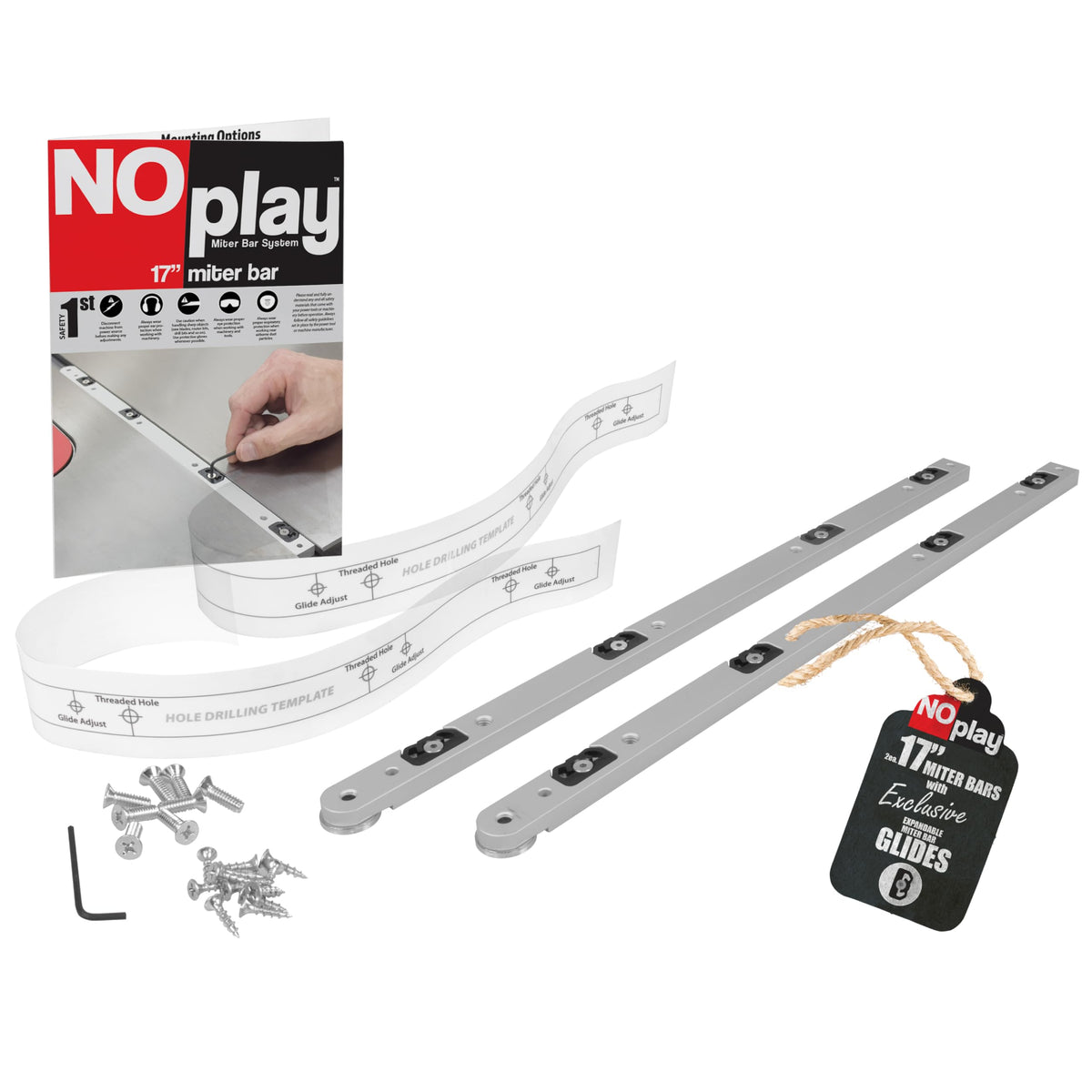 Fulton NoPlay 17in aluminum miter bar with expandable glide for precise alignment.