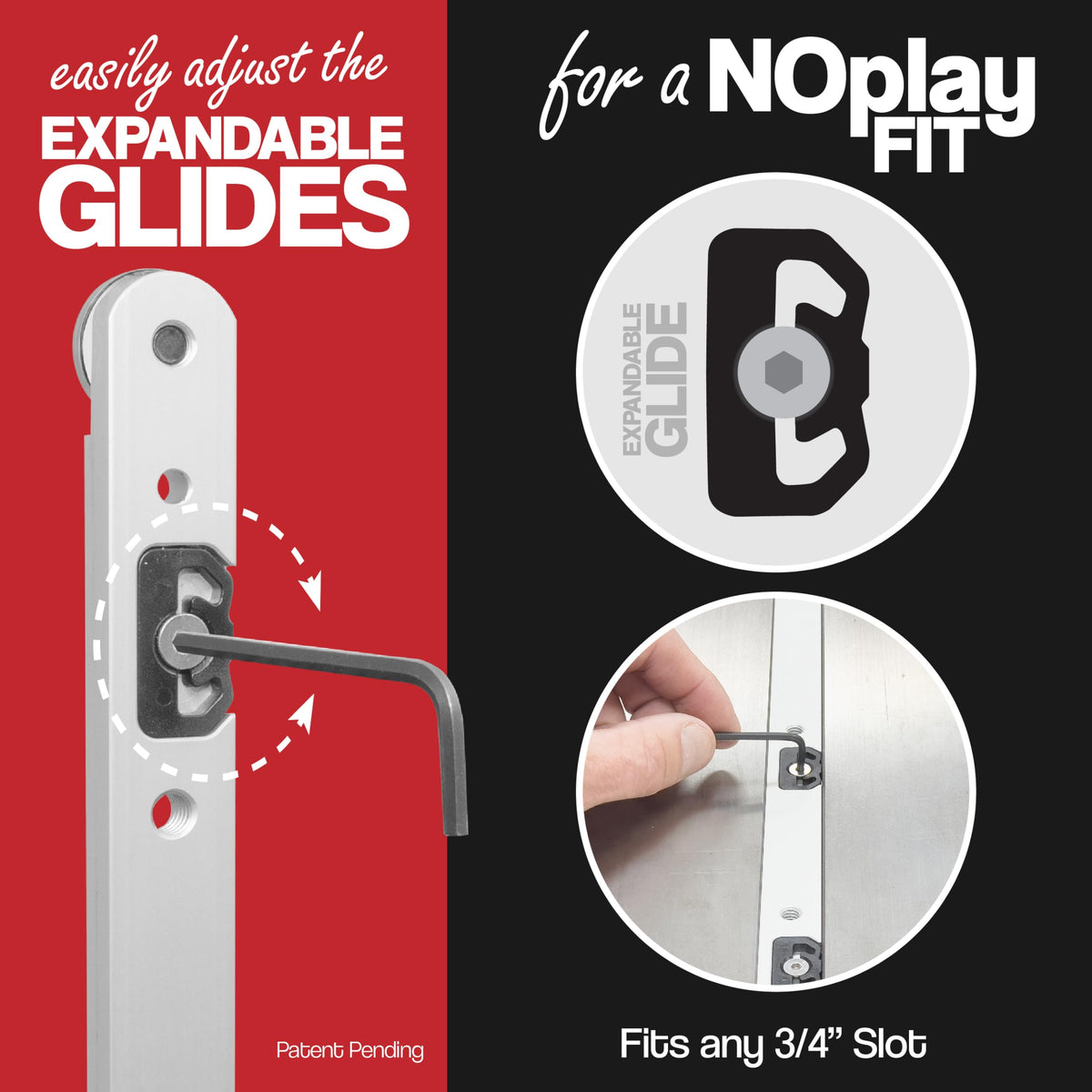 Fulton NoPlay expandable glides expand or contract for a custom fit.
