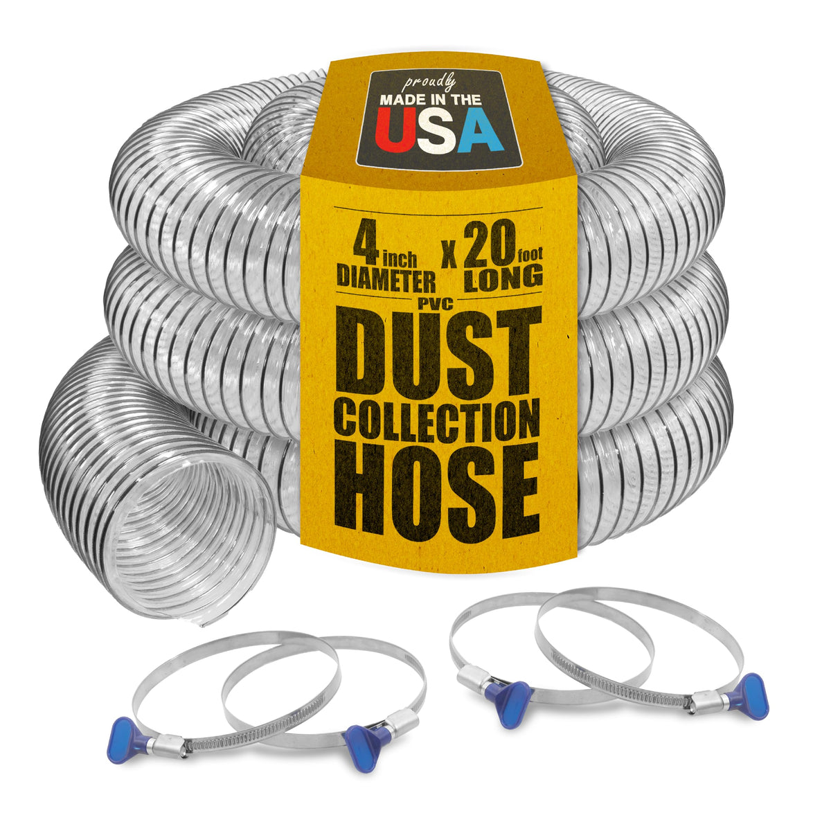 Fulton PVC dust collection hose 4in with clear view for clogs