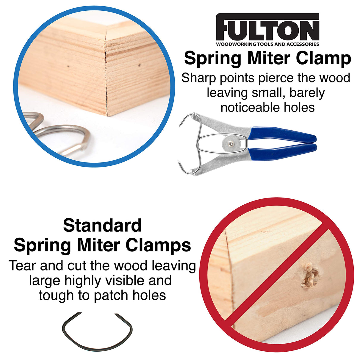 Fulton USA-made Miter Spring Clamps; durable tool for pro woodworkers